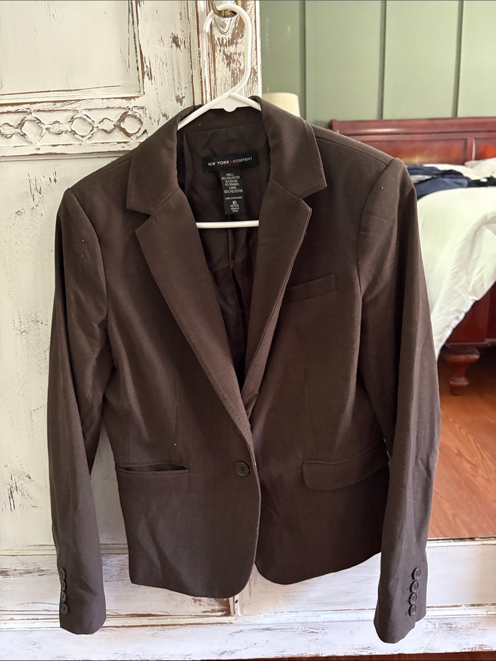 New York & Company Brown Women's Tailored Single-Button Blazer